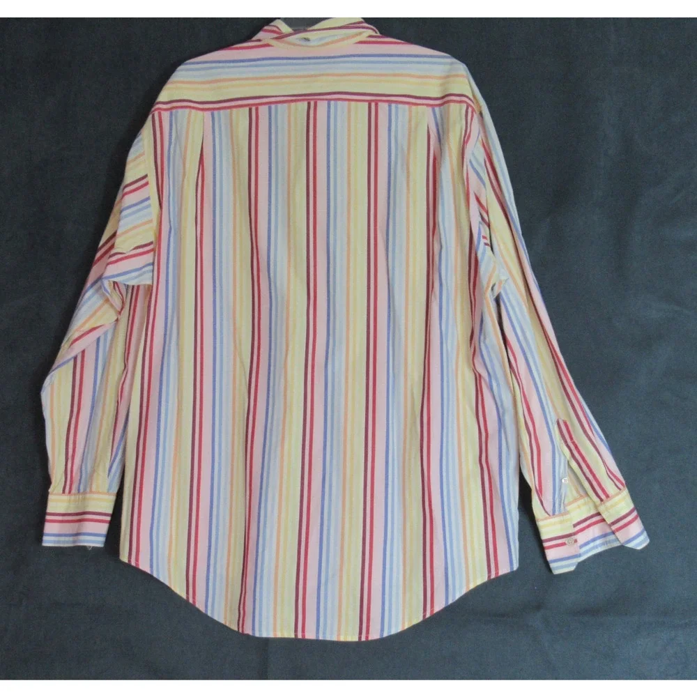 Vintage Martin Gordon Shirt Mens XL Multicolor Striped Button Up Retro Preppy